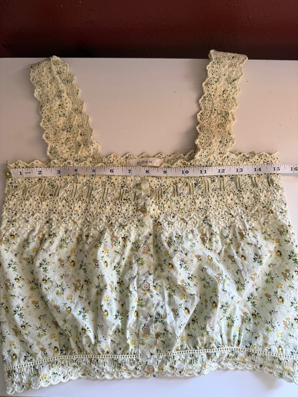 DOEN << ESTELLE TOP IN MOSS PAPILLON FLORAL - Picture 7 of 14